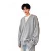 Mens V-Neck Knit Sweater Long Sleeve Loose Fit Casual Winter Pullover