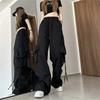 Women Y2K Cargo Pants Streetwear Drawstring Baggy Sweatpants Women Fashion Casual High Waist Big Pockets Hip Hop Trousers