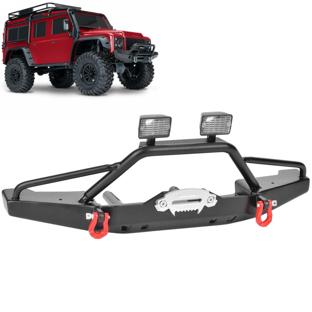 Metal Front Bumper with LED Light Accessory Fits for Axial SCX10  II 90046 RC Car