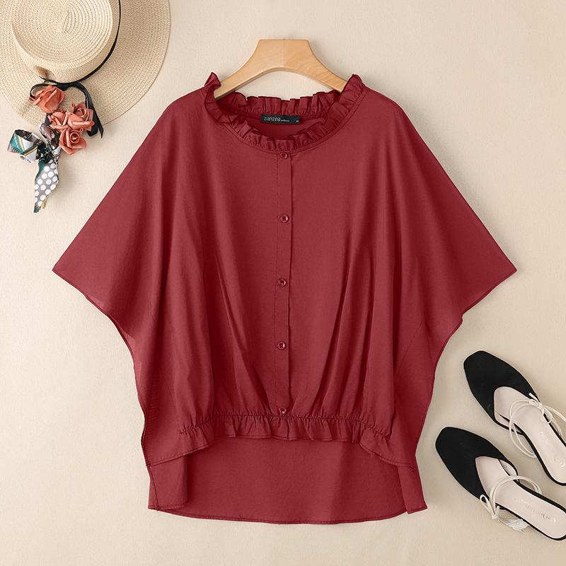 ZANZEA Bluză lejeră casual cu gât rotund și mâneci 3/4