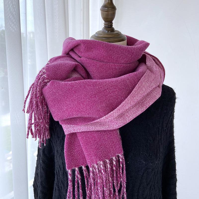 Women Winter Knitted Scarf Ladies Men Solid Double-Sided Tassel Scarve Mujer Male Foulard Wrap Shawl Unisex Imitation Cashmere
