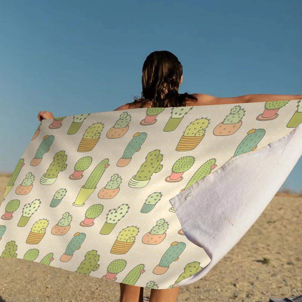 Cartoon Cute Cactus Plant Towel Microfiber Beach Towel Absorbent Quick dry Soft Yoga Swimming Resort Mountain Climbing Towel