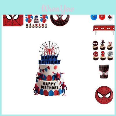 Premium Spiderman Party Decorations Vibrant Red Masks Colorful Paper Plates And Cups