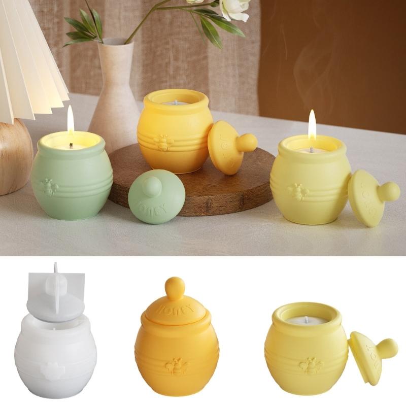 Silicone Mould Candle Base Silicone Molds Crafting Tool Silicone Jar Moulds with Lid Suitable for Crafting Candle Holder