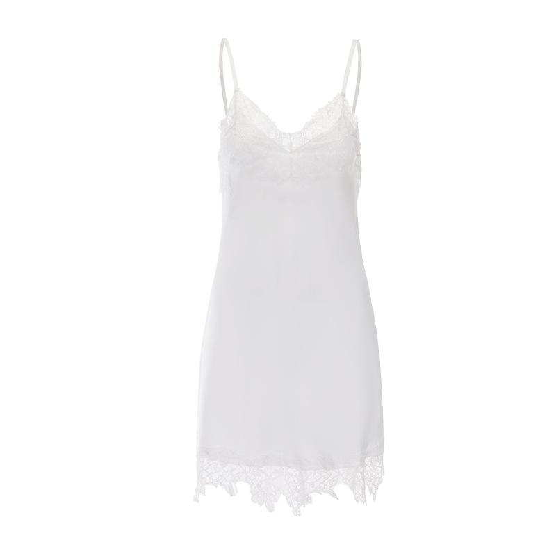 Women's Silky Satin Lace Deep V Cami Sleep Dress with Robe Lounge Set