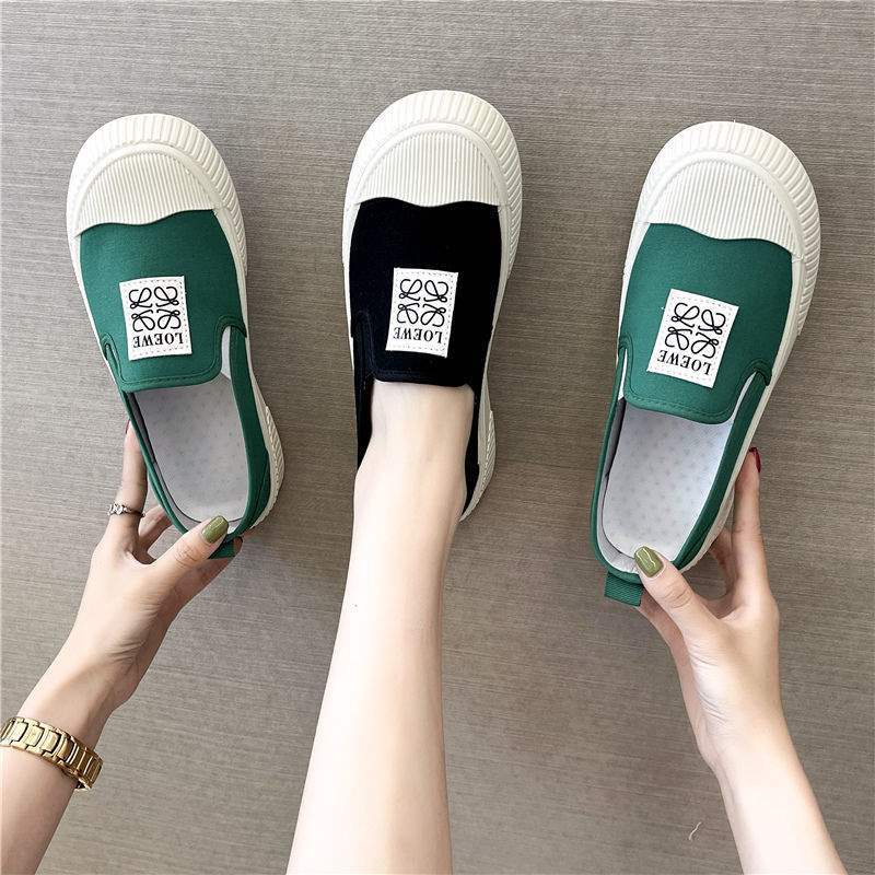 Canvas shoes women's single shoes spring and autumn Korean version casual one-pedal lazy shoes student shoes women