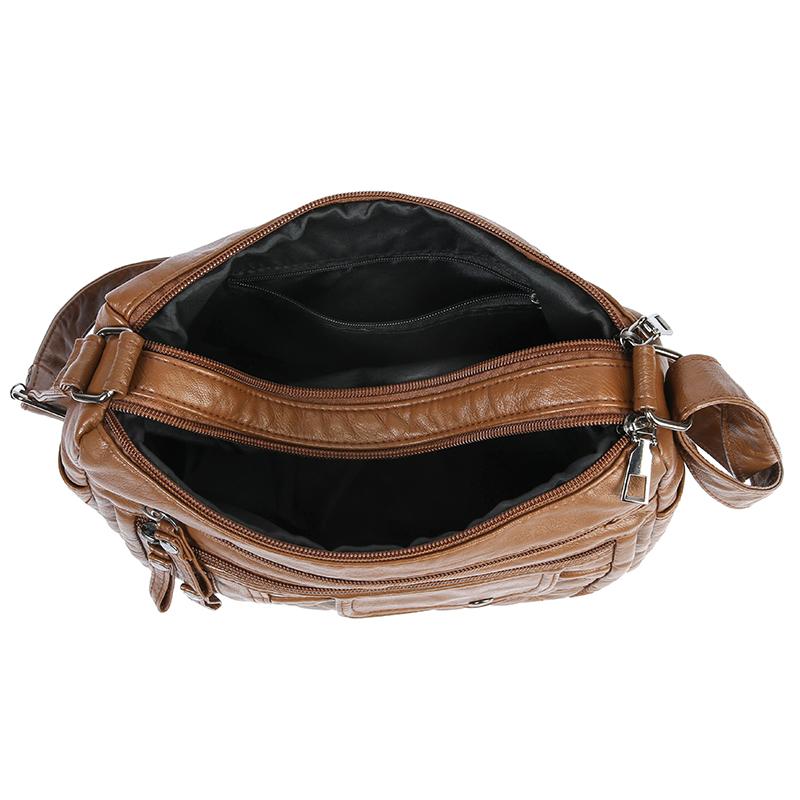 Middelaldrende og eldre kvinners veske skulderveske vintage mykt skinn mammaveske lett crossbody-veske