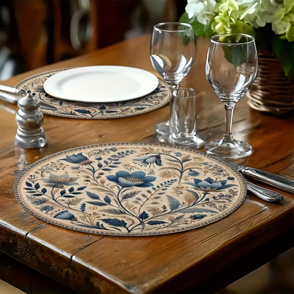 Embroidery Coffee Cup Mats Middle East Style Round Dining Mat Floral Table Placemat Craft