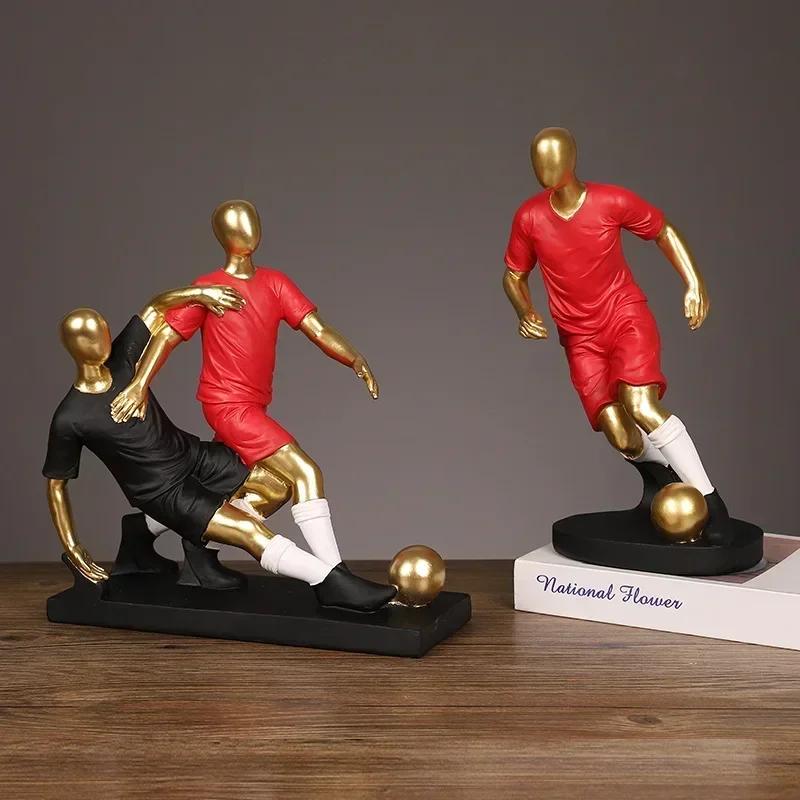 30cm Gold/Silver Football Player Action Figures Resin Statue Crafts Model Home Room Table Decoration Ornaments Collection Gift