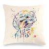 Creative Hand-Drawn Colorful Pet Dog Digital Printing Short Plush Pillow Covers For Car Sofa Office Cushion Cover Home Goods
