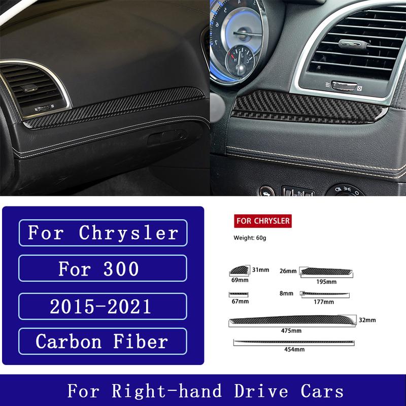 For Chrysler 300 300C 2015- Carbon Fiber Central trument Panel Trim strip Car Accessories Interior Decorative Stickers