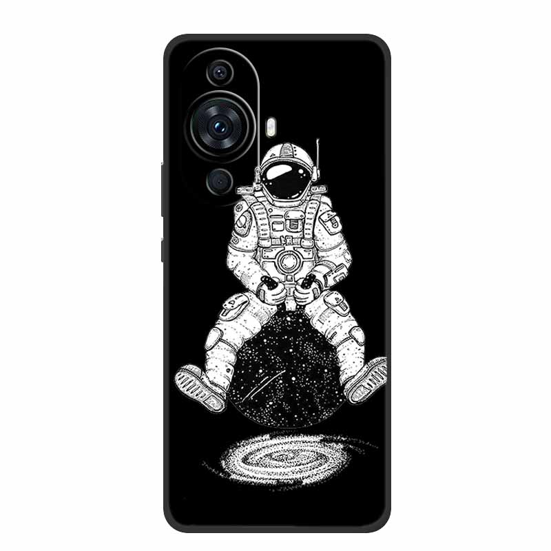 Funda For Huawei Nova 12s Case Cute Cartoon Cat Black Silicone Soft Back Cover Case For Huawei Nova 12s Case Nova12s 12 S Coque