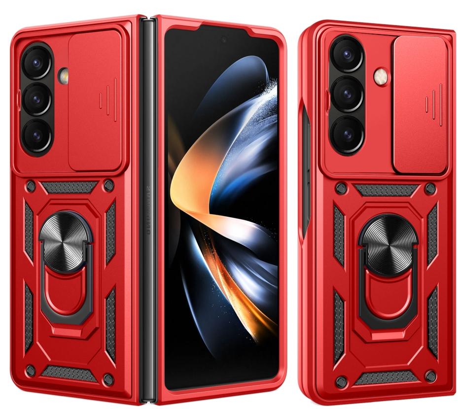 Heavy Duty Shockproof Phone Cases for Samsung Galaxy Z Fold 7 6 5 4 Cover with Sliding Lens Camera Protector Rugged Ring Bracket