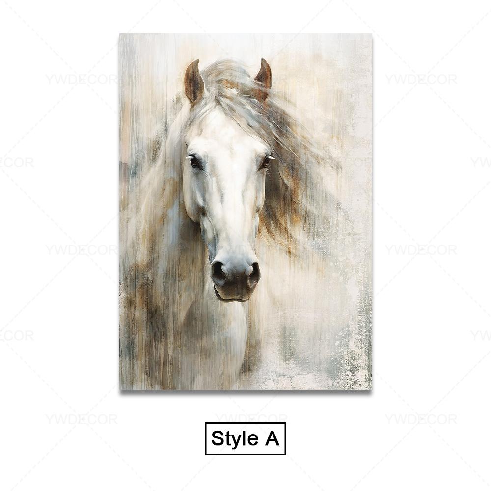 Abstarct White Horse Posters Canvas Prints Animal Painting Wall Art Picture for Living Room Modern Home Decoration NO FRAME