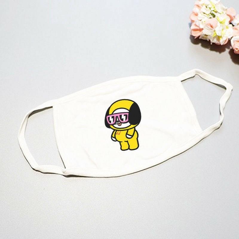 Kpop Bts Atmungsaktive Baumwollmischung Gesichtsmaske Mit Cartoon-Druck Für Täglichen Sonnenschutz