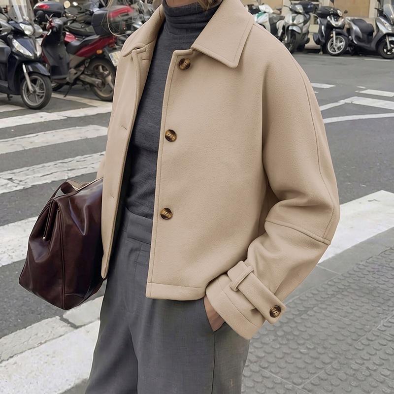 New Style Elegant British Style Straight Short Lapel Woolen Coat for Women in Autumn and Winter.