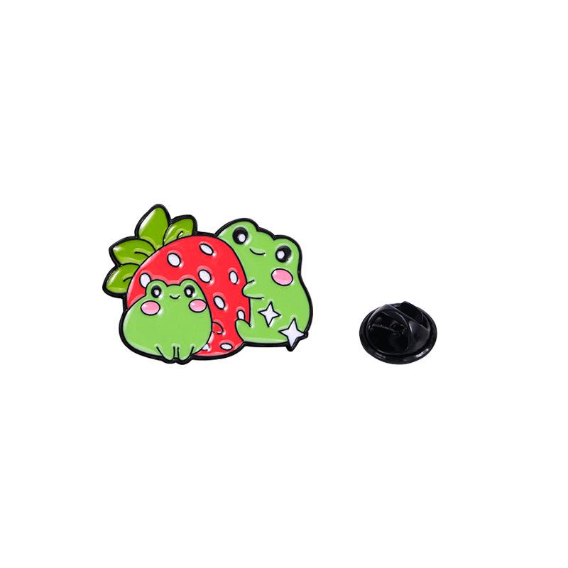 Energetic Cartoon Frog Brooch: Adjustable Waist Cinch, Anti-Exposure Badge, Cute Couple Style Book Bag Decoration.