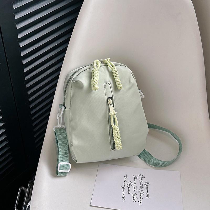 2024 New Women's Chest Bag Summer Small Fresh Casual Nylon Canvas Bag Street Fashion Cute Girl Minimal Crossbody Bag White Green Purple Black