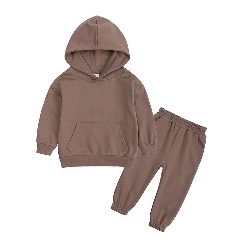 2026 Autumn/Winter European & American Boys' Solid Color Jacket Plus Velvet Hoodie & Long Pants Set (Middle & Big Kids)