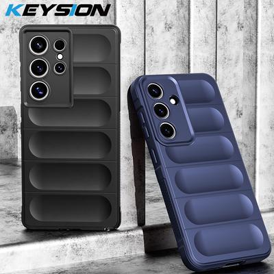 KEYSION Shockproof Matte Case for Samsung S25 Ultra 5G S25+ Plus Anti-skid Soft Silicone Phone Back Cover for Galaxy S24 FE 5G