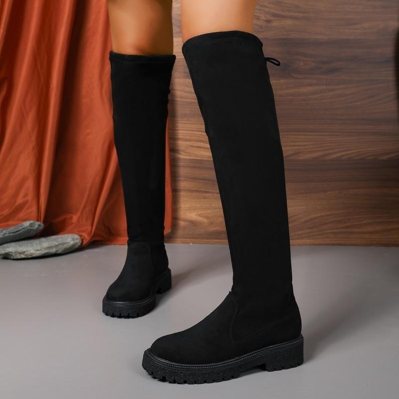 Mid Heels Women Long Boots Designer Suede Comfortable Shoes 2025 Winter New Snow Knee Boots Elegant Pumps Zapatillas De Mujer