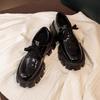 Thick-soled Heightening Small Leather Shoes British Style Retro Lace-up Thick-heeled Loafers Single Shoes