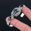 Friendship Day Deal 925 Sterling Silver Fume Agate Stone Garnet Bangle Bracelet