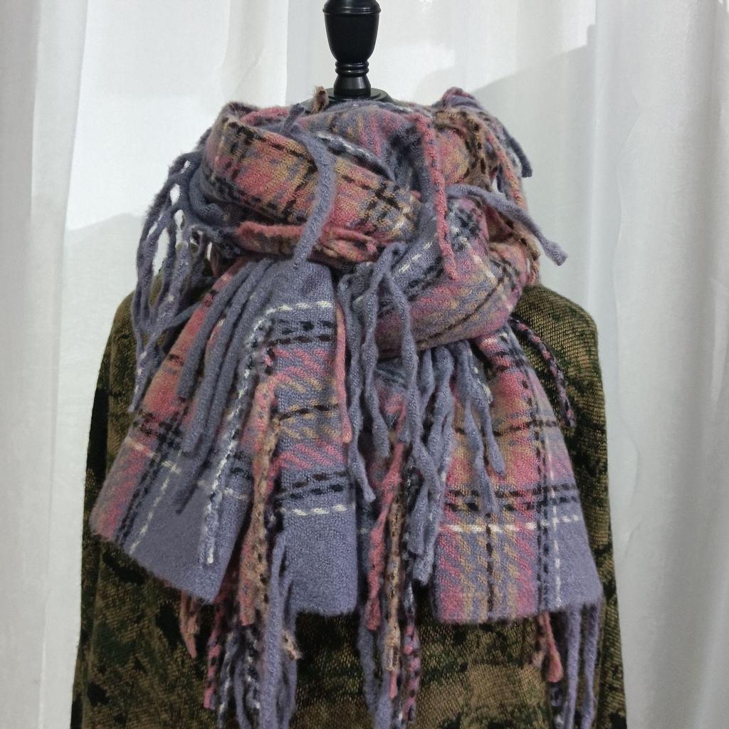 Snood cu ciucuri din cașmir imitație de culoare uni: Eșarfă și șal versatile, călduroase