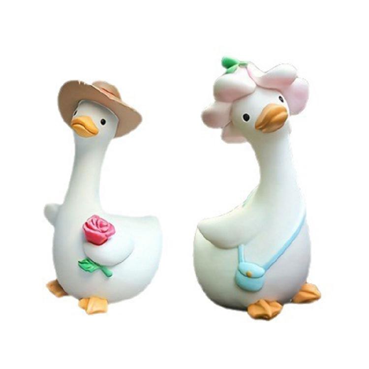 

Pair of Duck Figures Decorative Animal Statue Decoration for Balcony Garden Mini Pond Weather Resistant Valetines Day Gift 1