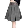 AIKA Mini Kurze Box Faltenrock Einfache Größe Grau Knielang Rock Falten A-Linie Ausgestellt Hohe Taille Kurz Natürlich Lässig Niedlich Farbe Damen M