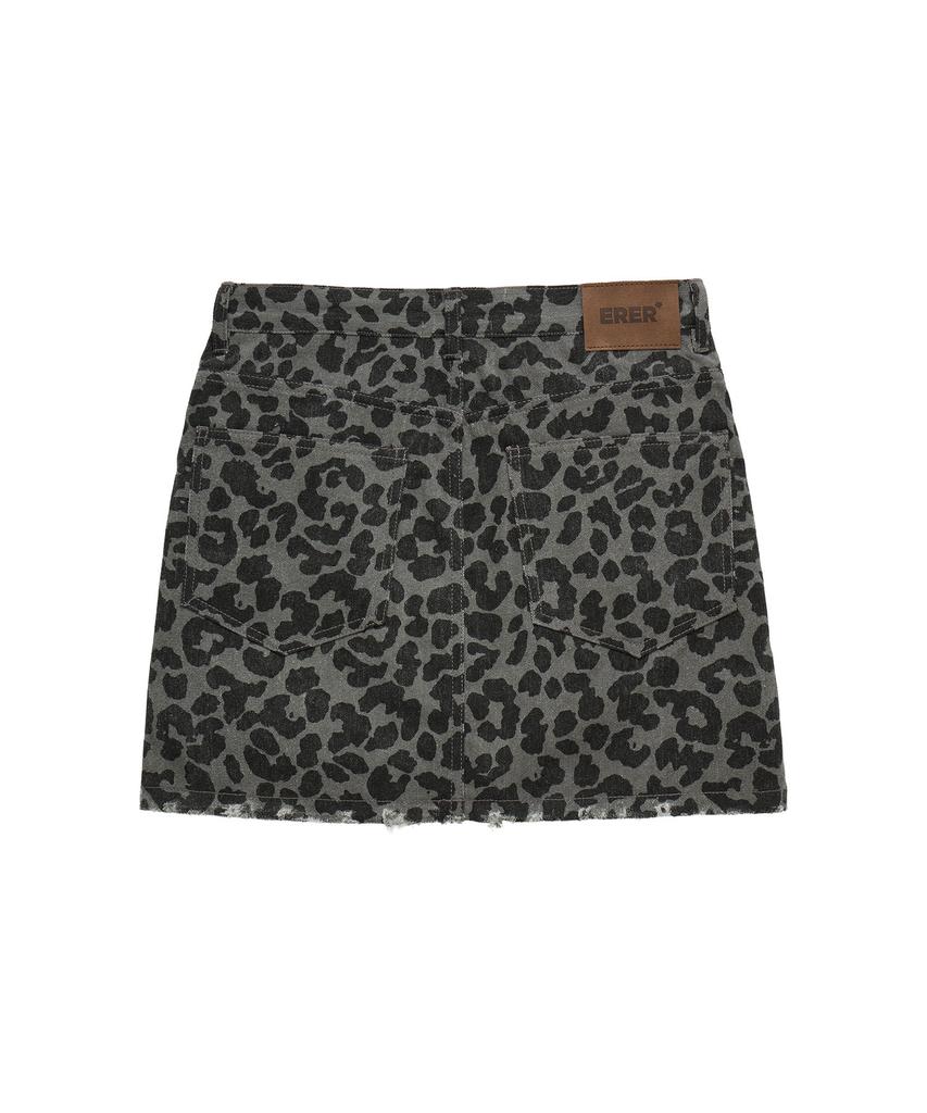 ERER Leopard Mini Skirt Gray
