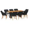 Garden Dining Set with Cushions 9 Pcs Black Poly Rattan