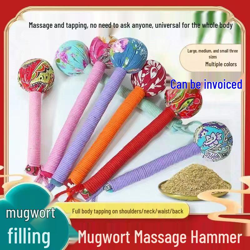Handmade Cartoon Silk Mugwort Meridian Tapping Massage Hammer with Tassel.
