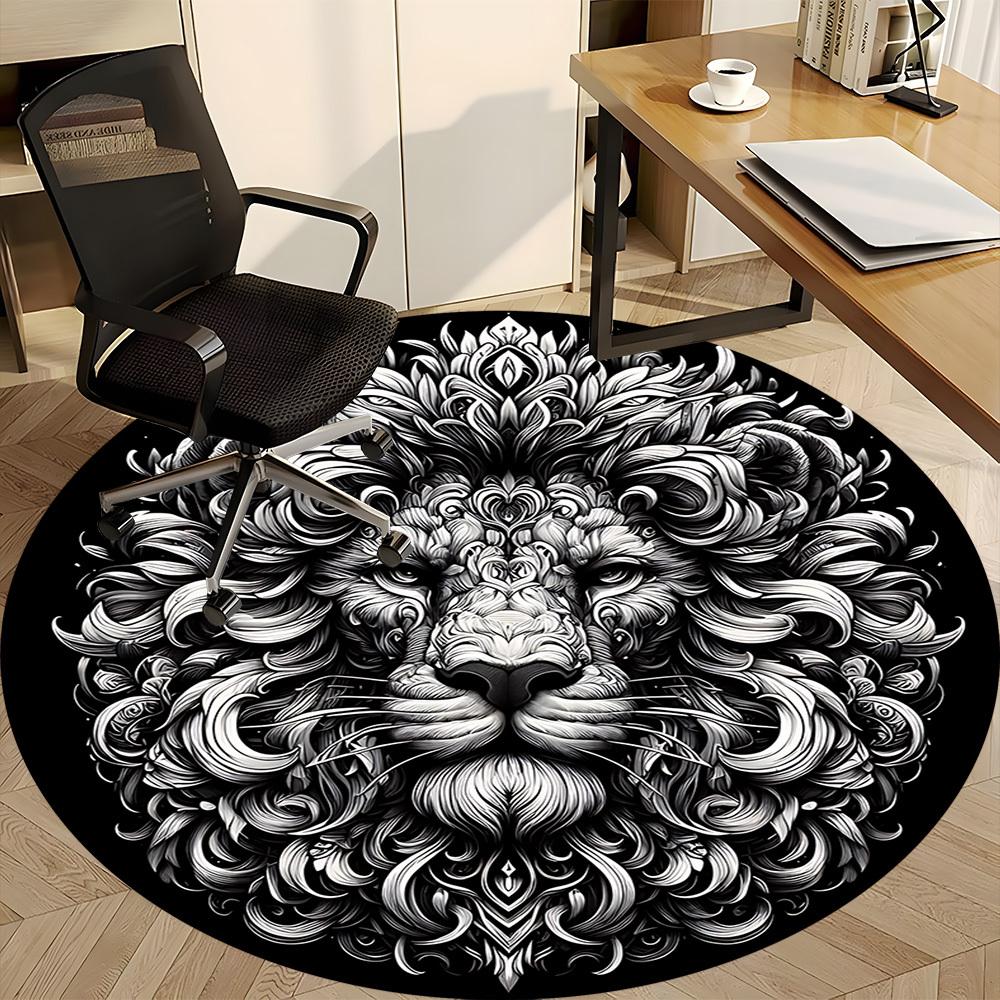 1PC Lion Head Ornament Chair Carpet for Office, Indoor Non-Slip Washable Carpet, Soft Comfortable Mat For Office Room Yy250930315