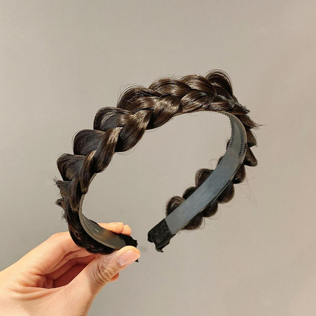 Women Headband Fishbone Braid Wig with Tooth Head Non-slip Headband Headdress Hairpin Headband Hair Ornaments for Women Girls