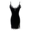 American Temperament Sexy Suspender Velvet Dress Women's Clothing Summer Spice Girl Slim and Thin Bottom Hip Skirt