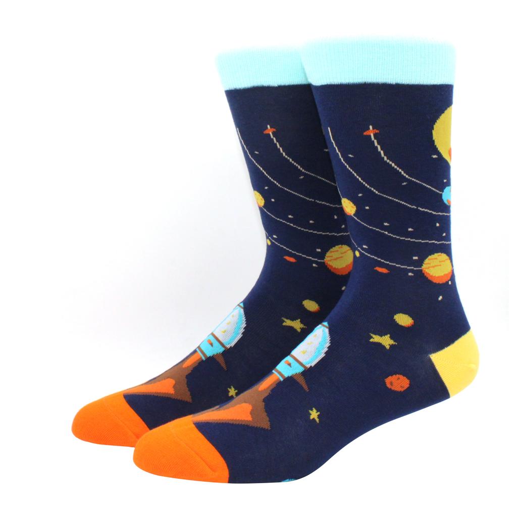 Unisex Malerei Stil Astronaut Mann Socken Baumwolle Harajuku Bunt Vollsocken Damen Weltraum Streetwear 1 Paar Größe 38-46