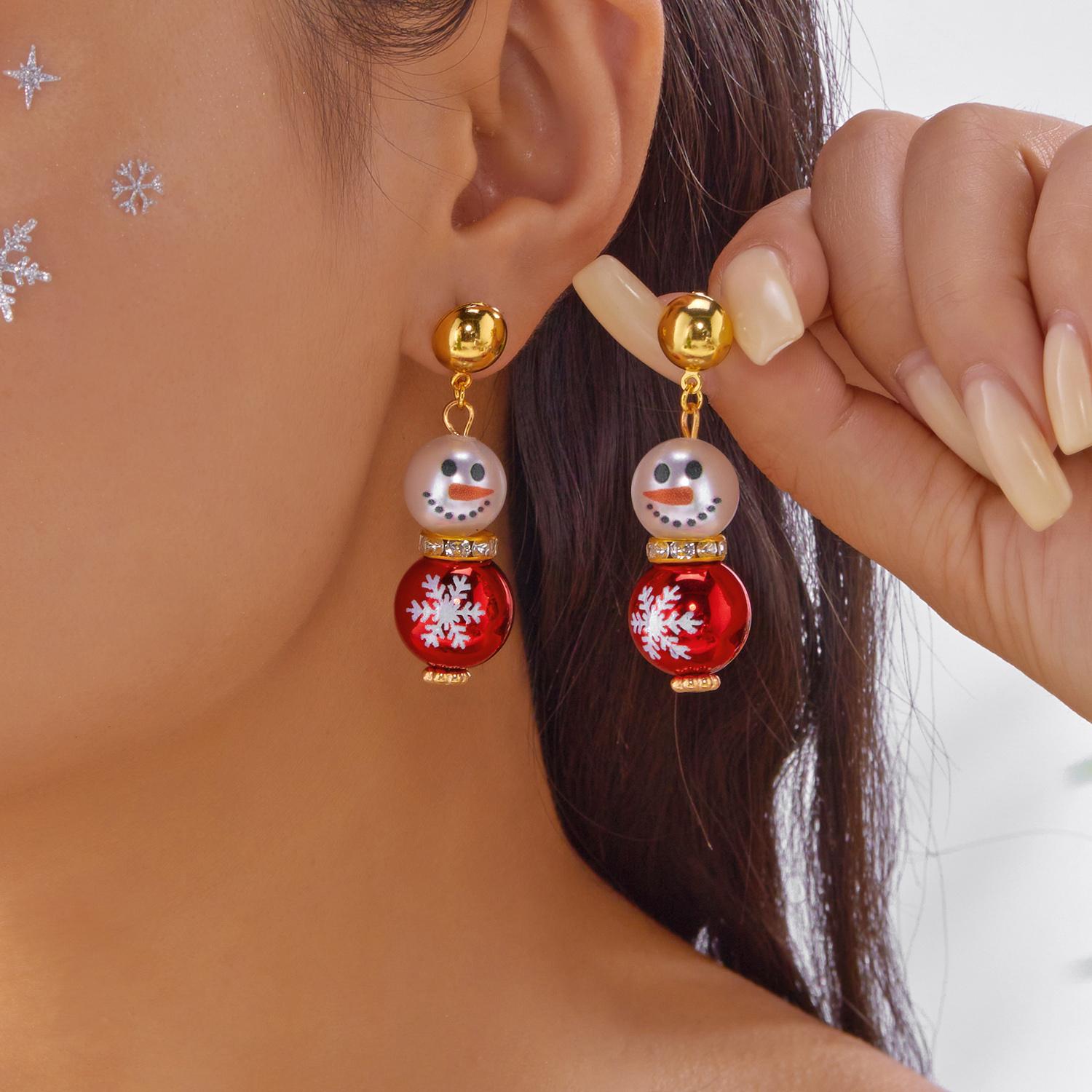 

Fashion Christmas Snowman Snowflake Earrings for Women Shiny Crystal Zircon Santa Claus Dangle Earring Girls Party Zircon Gifts