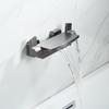 Brass Waterfall Bathtub Faucet Set with Black Exposed Edge and Hot/Cold Shower Head