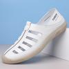 Fashion 2025 Summer Breathable Hallow Sandals for Men Fashion Casual Solid Color Leather Shoes Male New Designer Driving Shoes Man