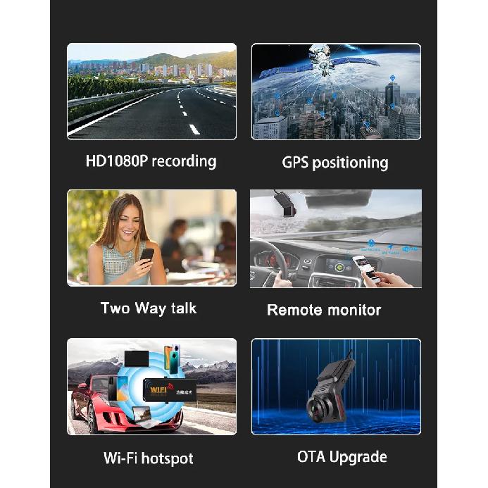 4G Hidden Dash Cam GPS Tracking Support Live Remote Monitoring With Two Camera Video Recording FHD 1080P WiFi Hotspot