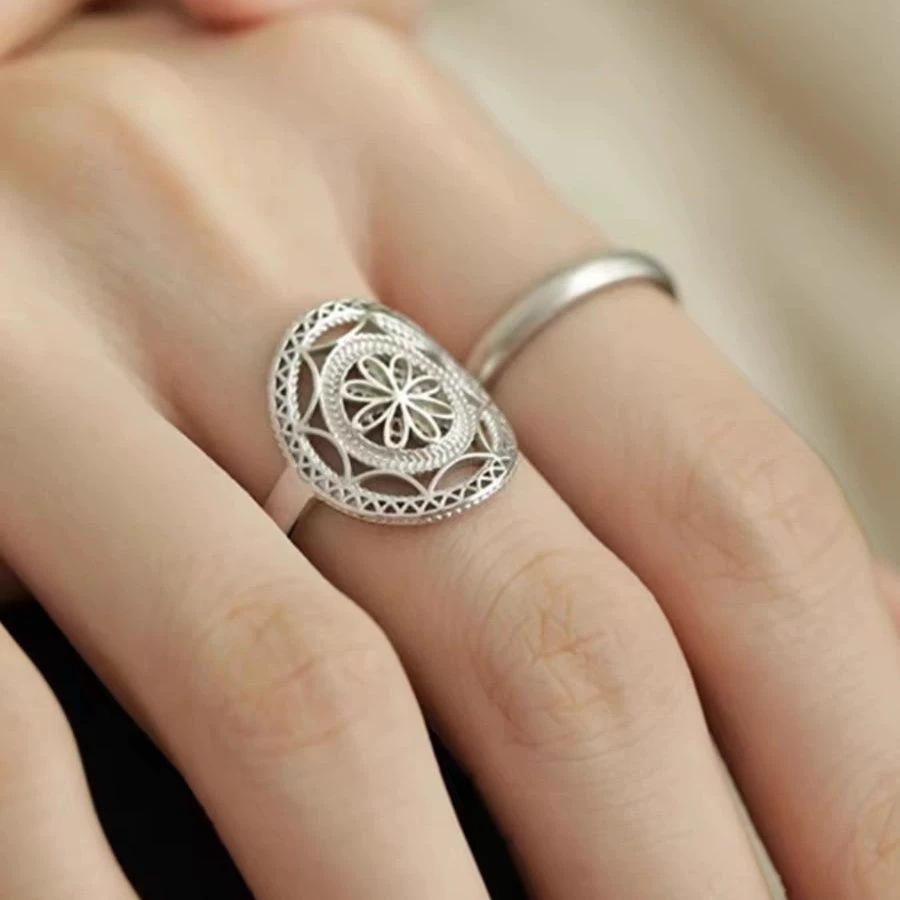Nischen-Mode Spitze Hohlblume Offene Ringe Für Frauen Folk-Stil Neuer Schmuck Geschenk Party Geburtstag Großhandel anillos