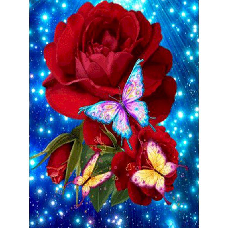 5D kulatá diamantová malba Diamantové květiny ve váze Nástěnná mozaika domácí dekorace 40X50CM