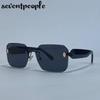 Oversized Rimless Square Sunglasses Women  Luxury Brand Trendy Punk Frameless Sun Glasses For Ladies Vintage Outdoor Shades