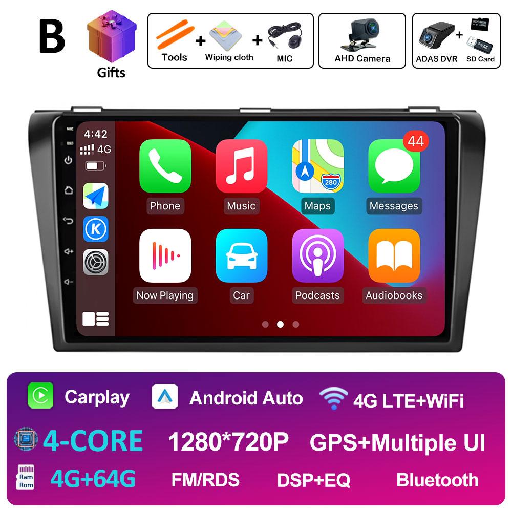 Pentru Mazda 3 2004 2005 2006 2007 2008 2009 Sistem inteligent Android Navigație GPS Wireless Carplay Bluetooth QLED Ecran IPS