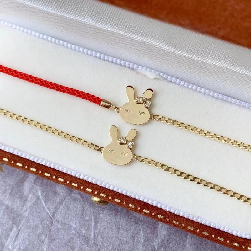Ins Style 18K Gold-Plated Rabbit Red String Bracelet - Cute, Versatile, Zodiac-Inspired, Lucky Gift for Any Occasion