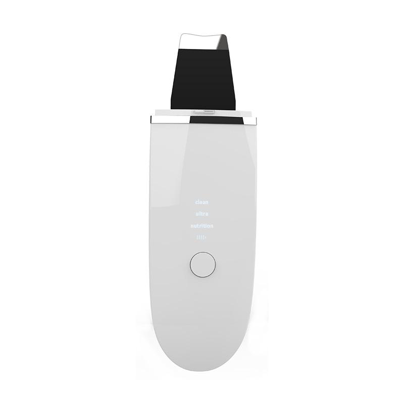 Ultrasonic Skin Scrubber Portable Facial Cleansing Spatula Deep Cleansing Blackhead Remover Pore Cleaner for Home Use White