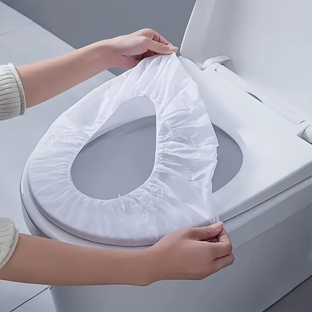 50pcs Disposable Toilet Seat Covers with Elastic Bands - Hygienic Portable Toilet Seat Protectors for Travel, Hotels, Public Restrooms
