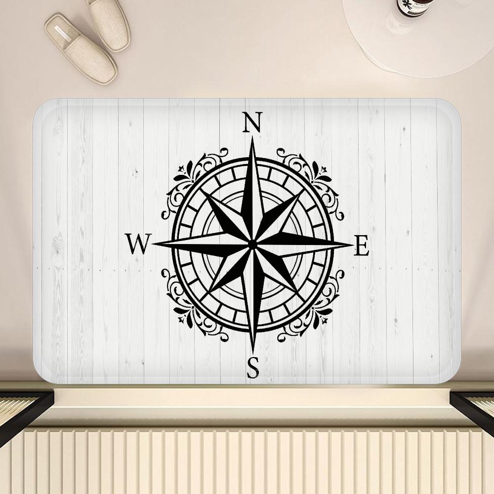 Nautischer Kompass Flur Teppich Waschbar Rutschfest Wohnzimmer Sofa Stühle Bereichsmatte Küche Fußmatte Bereichsteppich