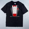 Tuxedo Zwart Hanes 80s VTG T-shirt 1980s Grappige grap Grafisch Pak Stropdas Netjes